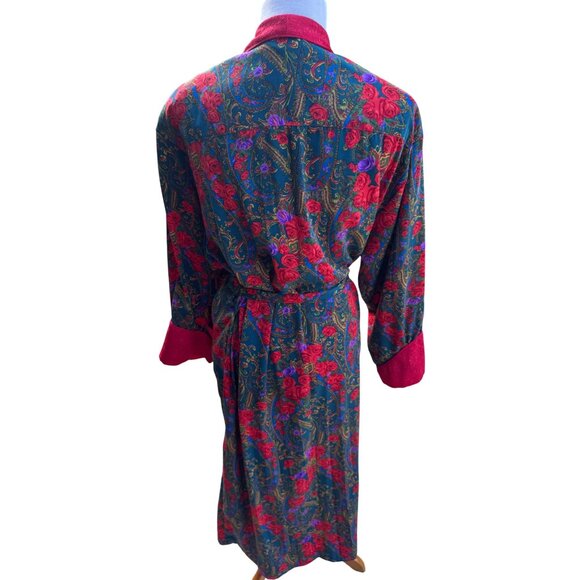 Vintage Victorias Secret Kimono Paisley Robe With Bright Red Accents Long Sleeve - Picture 5 of 9